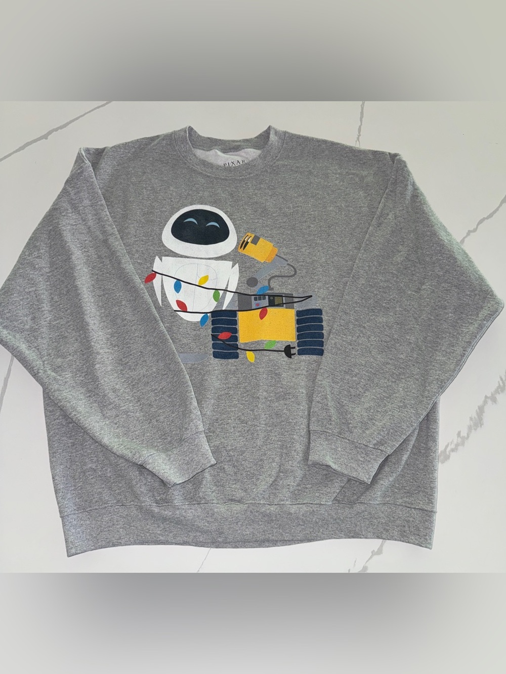Gray Crewneck Sweatshirt with WALL·E & EVE Graphic